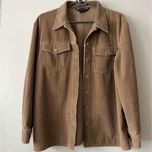 Vintage Corduroy Tan Button Down Shacket / Shirt Jacket